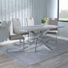 Ashley Grey Glass and Chrome Metal Dining Set - Marsala Faux Leather Dining Chair
