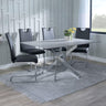 Ashley Grey Glass and Chrome Metal Dining Set - Marsala Faux Leather Dining Chair