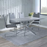Ashley Grey Glass and Chrome Metal Dining Set - Marsala Faux Leather Dining Chair