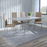 Ashley Grey Glass and Chrome Metal Dining Set - Novato Leather Dining Chair with Chrome Legs