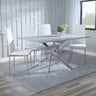 Ashley Grey Glass and Chrome Metal Dining Set - Novato Leather Dining Chair with Chrome Legs