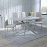 Ashley Grey Glass and Chrome Metal Dining Set - Rovigo Fabric Dining Chair with Chrome Legs