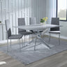 Ashley Grey Glass and Chrome Metal Dining Set - Rovigo Fabric Dining Chair with Chrome Legs