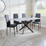 Ashley Grey Glass and Metal Dining Set - Novato Leather Dining Chair with Black Legs