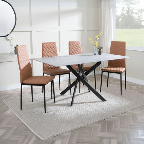 Ashley Grey Glass and Metal Dining Set - Novato Leather Dining Chair with Black Legs
