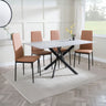 Ashley Grey Glass and Metal Dining Set - Novato Leather Dining Chair with Black Legs
