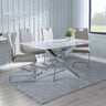 Ashley White Glass and Chrome Metal Dining Set - Marsala Faux Leather Dining Chair