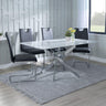Ashley White Glass and Chrome Metal Dining Set - Marsala Faux Leather Dining Chair