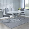 Ashley White Glass and Chrome Metal Dining Set - Marsala Faux Leather Dining Chair
