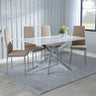 Ashley White Glass and Chrome Metal Dining Set - Novato Leather Dining Chair with Chrome Legs