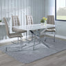 Ashley White Glass and Chrome Metal Dining Set - Padua Faux Leather Dining Chair