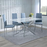 Ashley White Glass and Chrome Metal Dining Set - Rovigo Fabric Dining Chair with Chrome Legs
