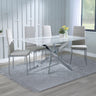 Ashley White Glass and Chrome Metal Dining Set - Rovigo Fabric Dining Chair with Chrome Legs