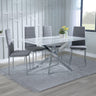 Ashley White Glass and Chrome Metal Dining Set - Rovigo Fabric Dining Chair with Chrome Legs