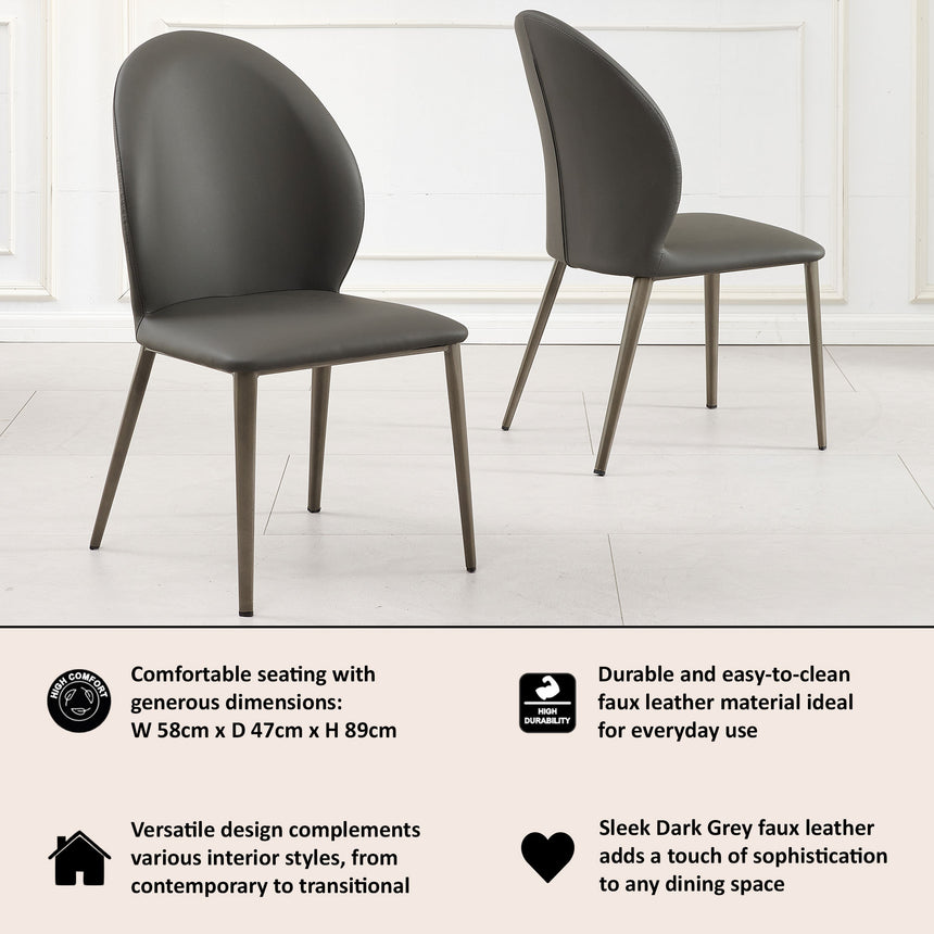 Set of 2 Favara Faux Leather Dining Chair