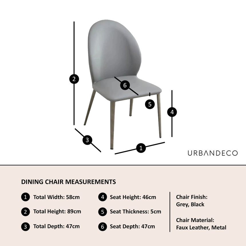 Set of 2 Favara Faux Leather Dining Chair