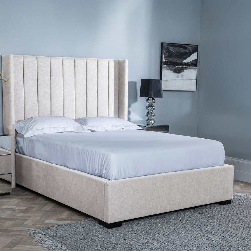 Avola Boucle Fabric Ottoman Storage Bed