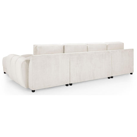 Thor Cream Velvet Fabric U Shape Corner Sofa Suite