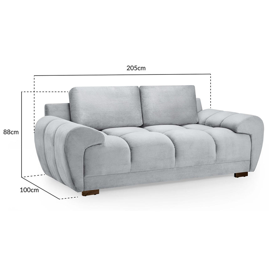 Azzuro Grey Velvet Fabric 2 Seater Sofa