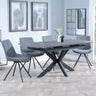 Licata Grey Ceramic Extending Dining Set - Messina Dark Grey Fabric Swivel Dining Chair