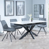 Licata White Ceramic Extending Dining Set - Messina Dark Grey Fabric Swivel Dining Chair