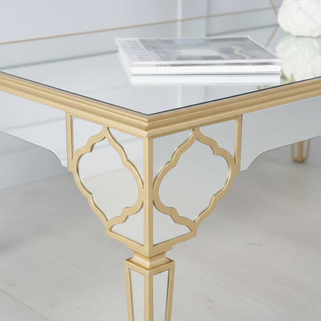 Bari Mirrored Gold Trim Coffee Table