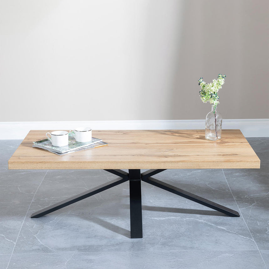 Barking Oak Coffee Table with Black Spider Legs