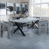 Barking Grey Concrete Dining Set with Cross Legs - Killen Boucle Fabric Dining Chair