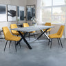 Barking Grey Concrete Dining Set with Cross Legs - Rovereto Fabric Dining Chair