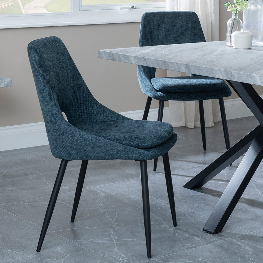 Barking Grey Concrete Dining Set with Spider Legs - Stansbury Fabric Dining Chair