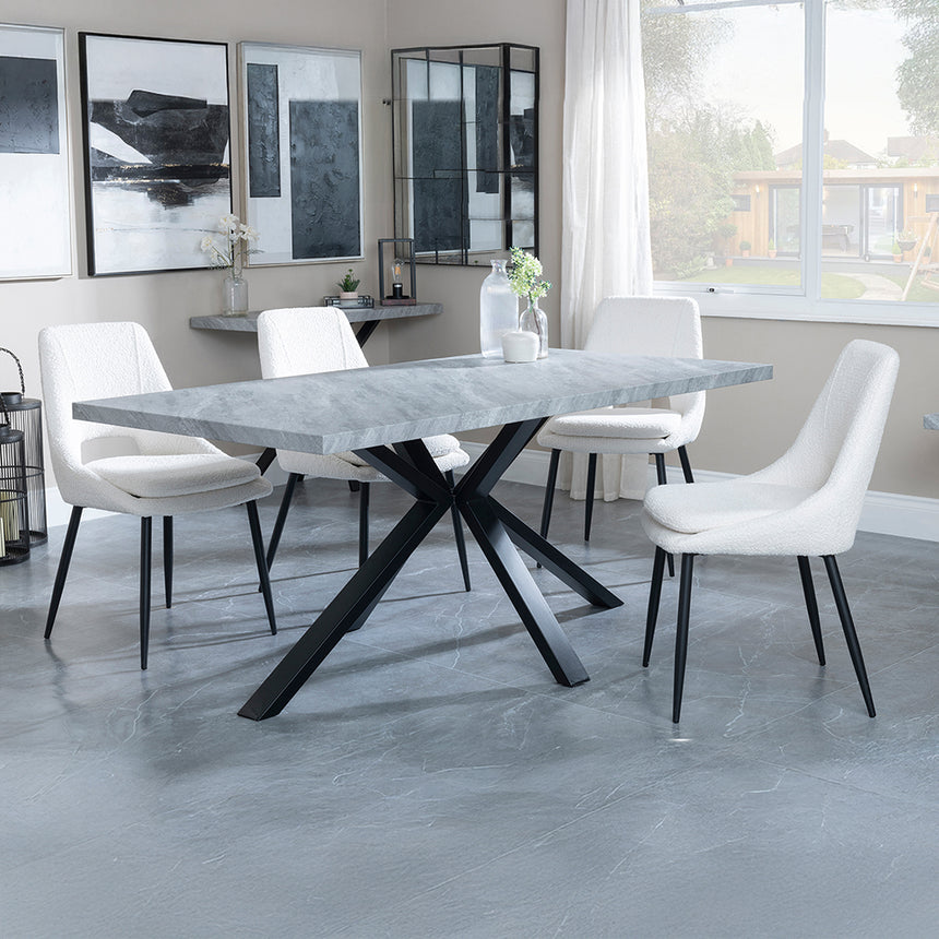 Barking Grey Concrete Dining Set with Spider Legs - Stansbury Fabric Dining Chair
