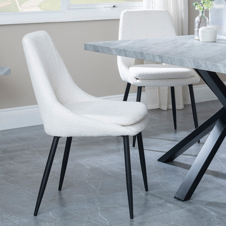 Barking Grey Concrete Dining Set with Spider Legs - Stansbury Fabric Dining Chair