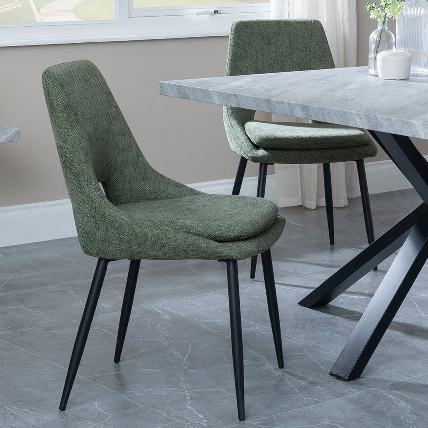 Barking Grey Concrete Dining Set with Spider Legs - Stansbury Fabric Dining Chair