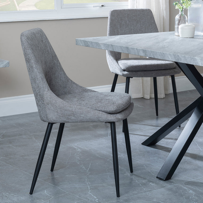 Barking Grey Concrete Dining Set with Spider Legs - Stansbury Fabric Dining Chair