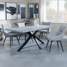 Barking Grey Concrete Dining Set with Spider Legs - Torres Fabric Swivel Dining Chair