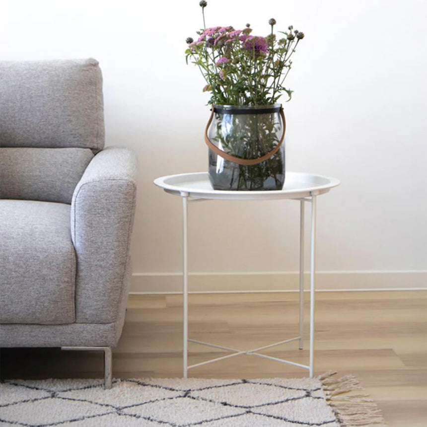 Bastia White Metal Round Side Table