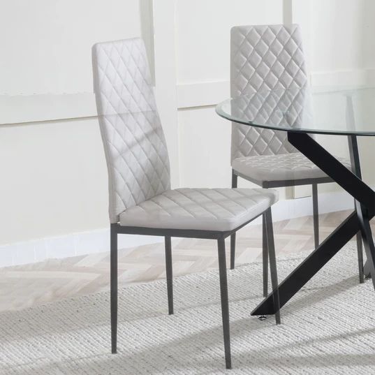 Novato Dining Chairs in Faux Leather and Black Metal Legs
