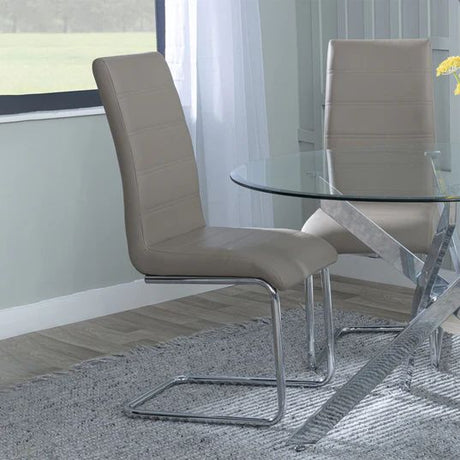Set of 2 Romi Faux Leather Dining Chair and Chrome Cantilever Base