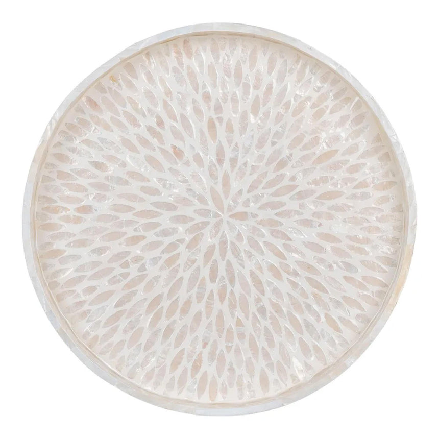 Tray - Round - Wooden - Beige
