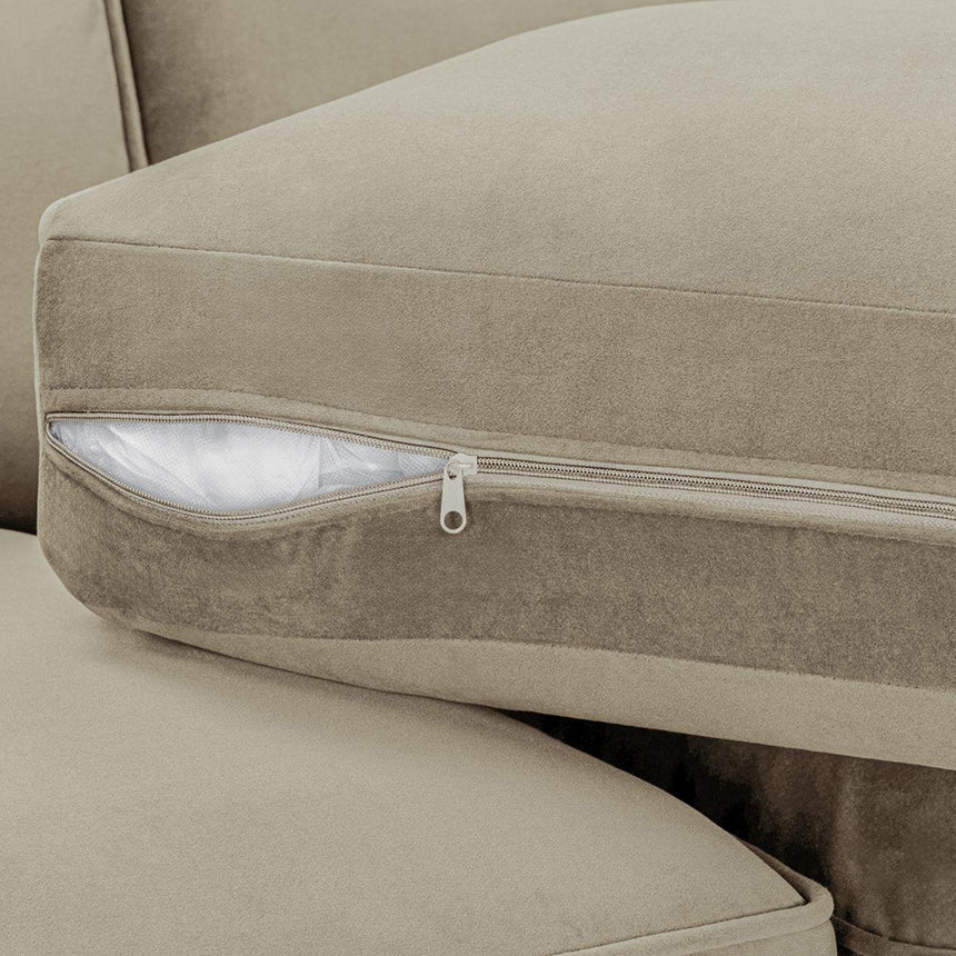 Belgravia Beige Velvet Fabric U Shape Corner Sofa Suite