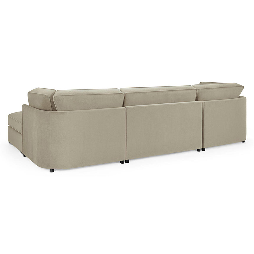 Belgravia Beige Velvet Fabric U Shape Corner Sofa Suite
