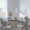 Emilia Fluted Oak Effect 4 Seater Round Dining Set - 4 Altavista Grey Fabric Swivel Dining Chair