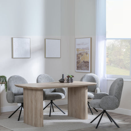 Charlton Fluted Oak Effect Dining Set - Altavista Fabric Swivel Dining Chair