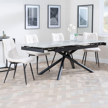Beverly Grey Ceramic Extending Dining Set - Bolzano Fabric Dining Chair