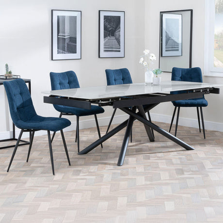 Beverly Grey Ceramic Extending Dining Set - Bolzano Fabric Dining Chair