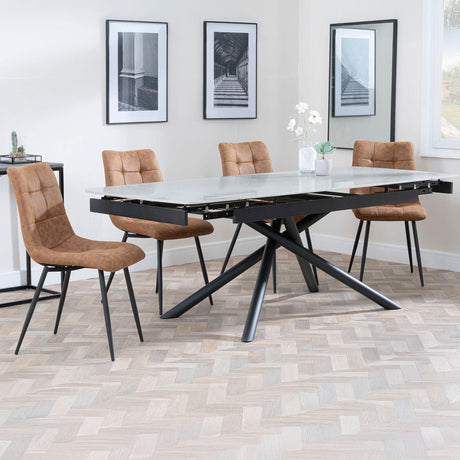 Beverly Grey Ceramic Extending Dining Set - Bolzano Fabric Dining Chair