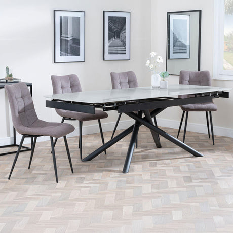 Beverly Grey Ceramic Extending Dining Set - Bolzano Fabric Dining Chair