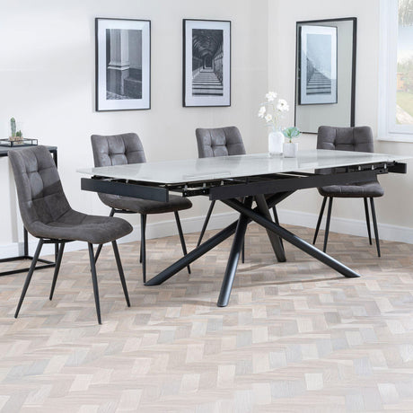 Beverly Grey Ceramic Extending Dining Set - Bolzano Fabric Dining Chair