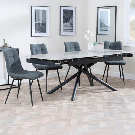 Beverly Grey Ceramic Extending Dining Set - Bolzano Fabric Dining Chair