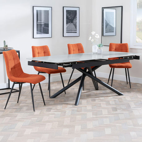 Beverly Grey Ceramic Extending Dining Set - Bolzano Fabric Dining Chair